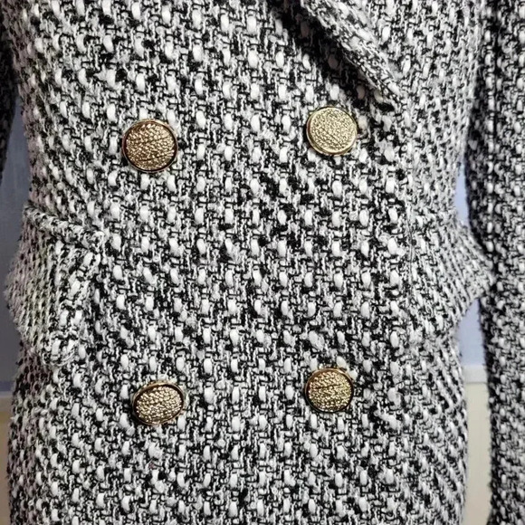 Unbranded Black White Classic Gold Button Up Blazer with Shoulder Pads - Picture 4 of 10